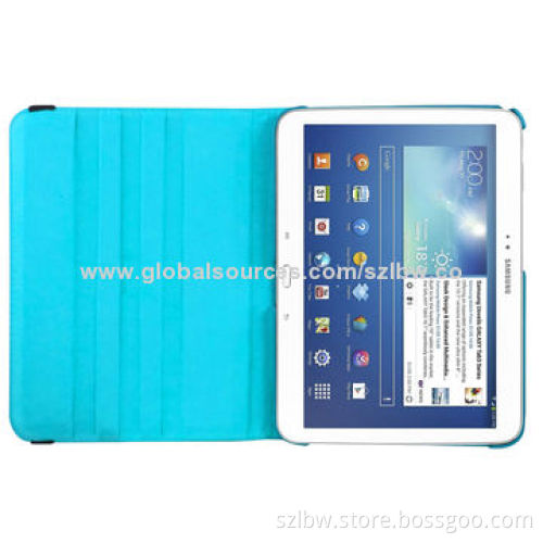 Light Blue Case for Galaxy Tab3 10.1, 360 Rotating Leather Cover Stand P5210P5200